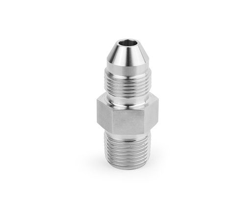 [SS-MMA-MM4-NS4] 316 SS, FITOK AMH Series Adapter Fitting, Male to Male, 1/4" Male 20M Series Medium Pressure Coned and Threaded Connection × 1/4 Male NPT