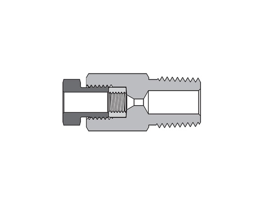 [SS-FMA-MF6-NS6] 316 SS, FITOK AMH Series Adapter Fitting, Female to Male, 3/8" Female 20M Series Medium Pressure Coned and Threaded Connection × 3/8 Male NPT