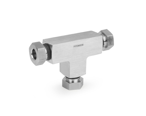 [SS-DT-DFF4] 316 SS, FITOK 20D Series Medium Pressure Tube Fitting, Union Tee, 1/4" O.D.