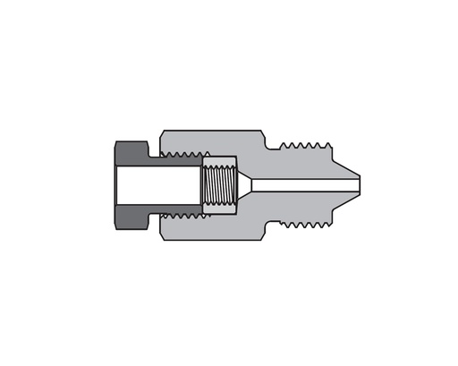 [SS-FMA-MF16-HM9] 316 SS, FITOK AMH Series Adapter Fitting, Female to Male, 1" Female 20M Series Medium Pressure × 9/16" Male 60 Series High Pressure, Coned and Threaded Connection