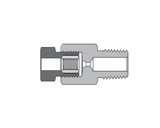 [SS-FMA-HF9-NS6] 316 SS, FITOK AMH Series Adapter Fitting, Female to Male, 9/16" Female 60 Series High Pressure Coned and Threaded × 3/8 Male NPT