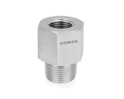 [SS-HPA-FNS8-NS12] 316 SS, FITOK PMH Series High Pressure Pipe Fitting, Adapter, 1/2 Female NPT × 3/4 Male NPT